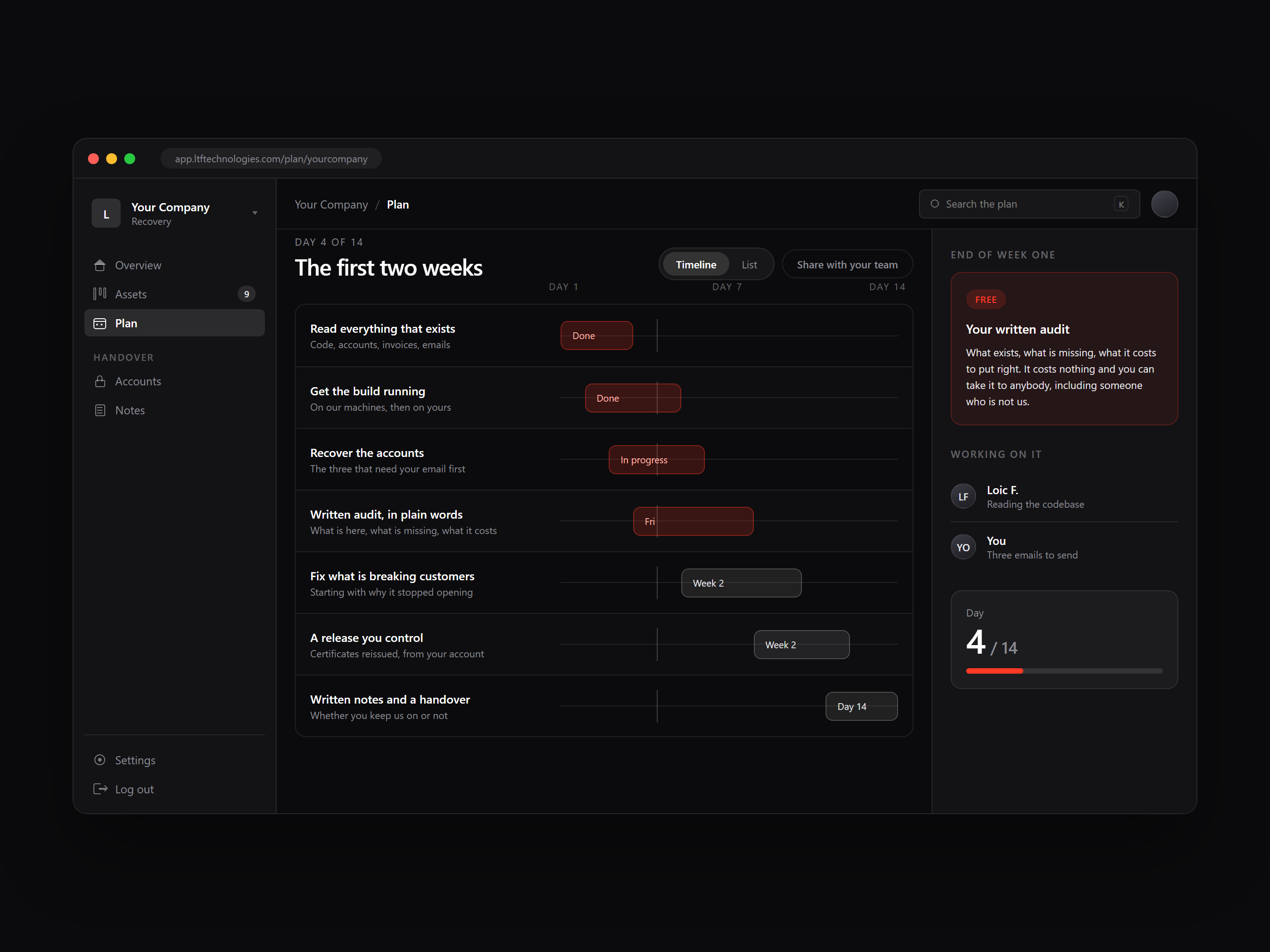 A two week schedule from reading the project through to a release shipped from the client's own account.