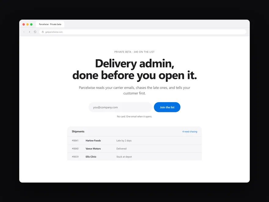 Landing page, interface design by LTF Technologies