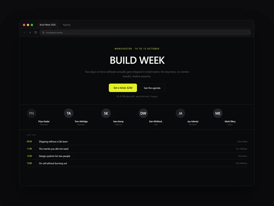 Landing page, interface design by LTF Technologies