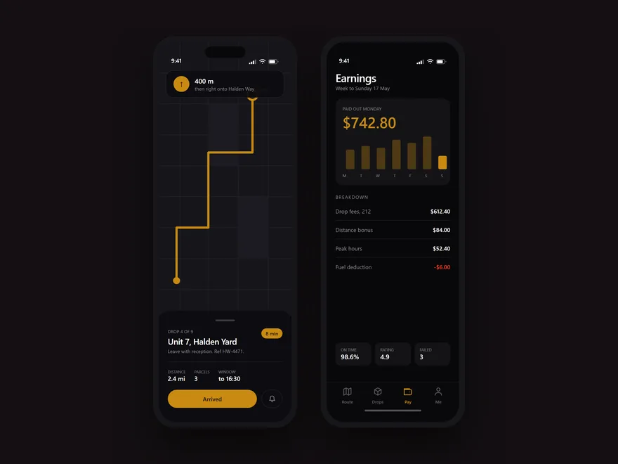 Mobile app, interface design by LTF Technologies