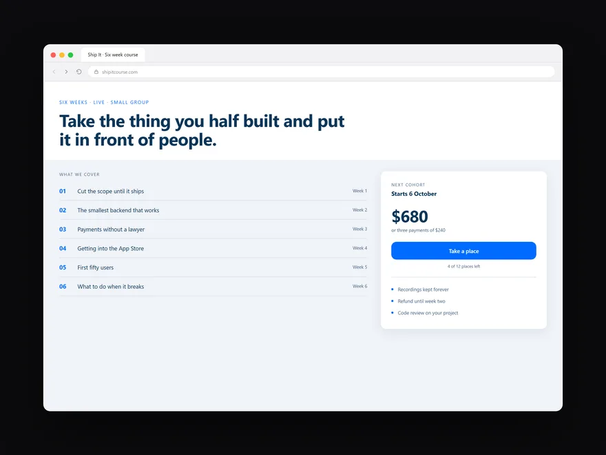 Landing page, interface design by LTF Technologies