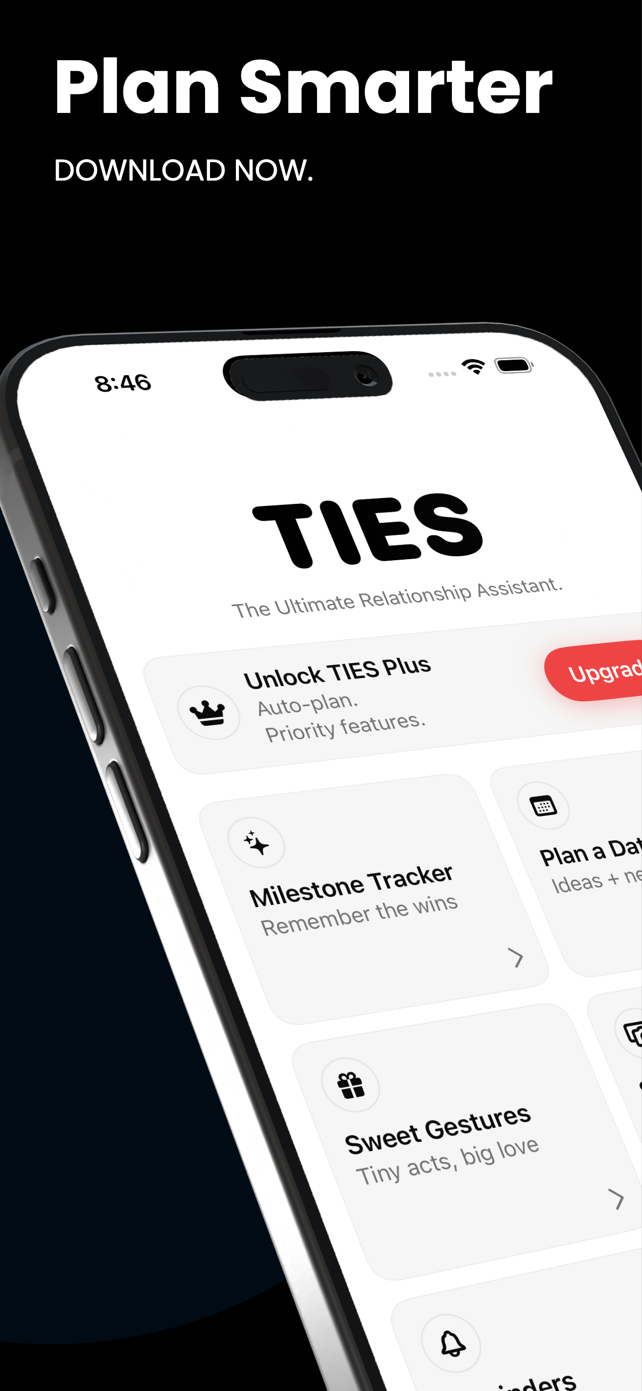 Ties App - Home Screen